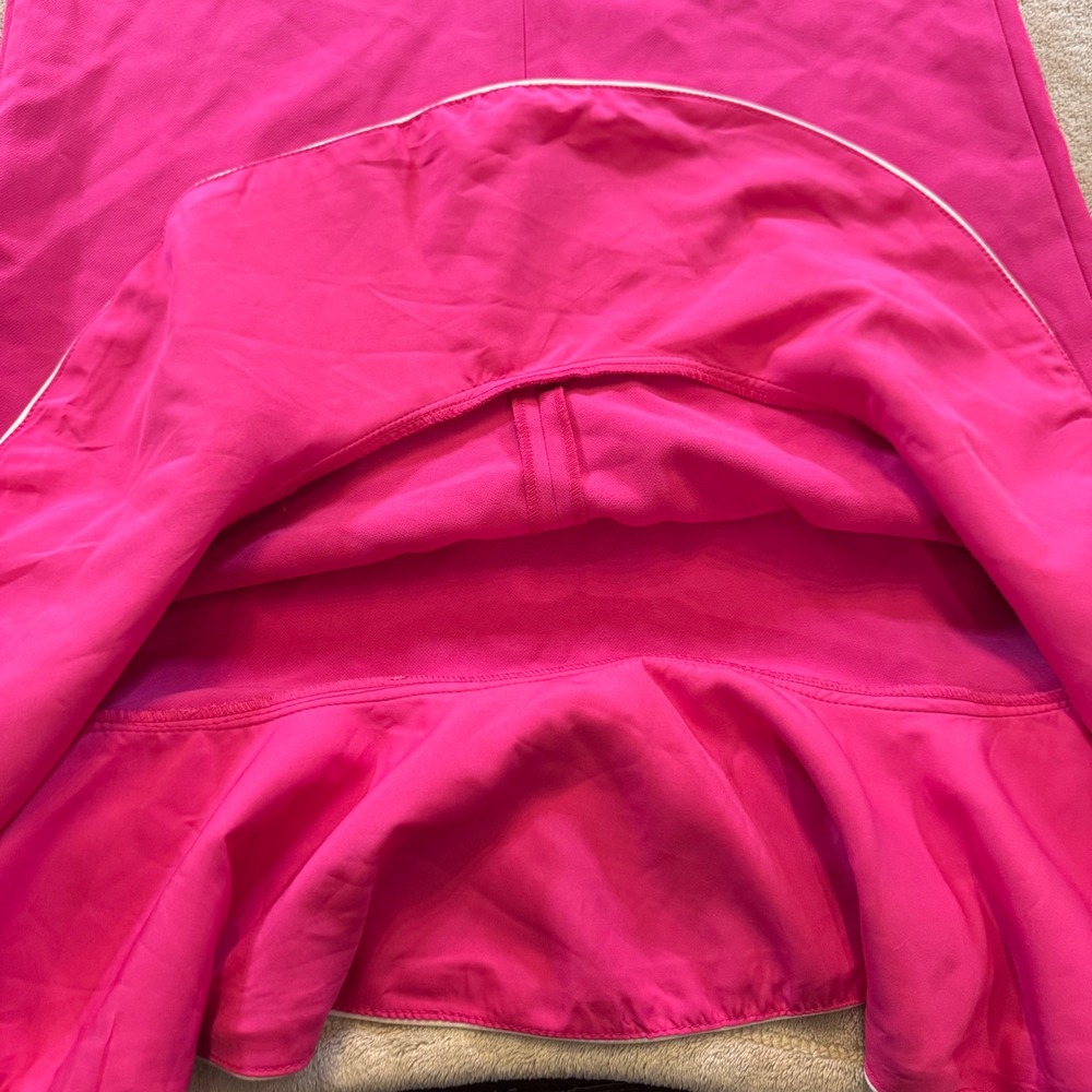 Victoria Beckham Pink Ruffle Hem Shift Dress Sleeveless Mini Mod Party Sz M - Picture 15 of 15